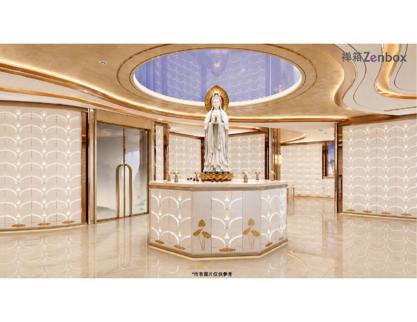 Interior of the H510 法光阁 suite, looking towards the central altar