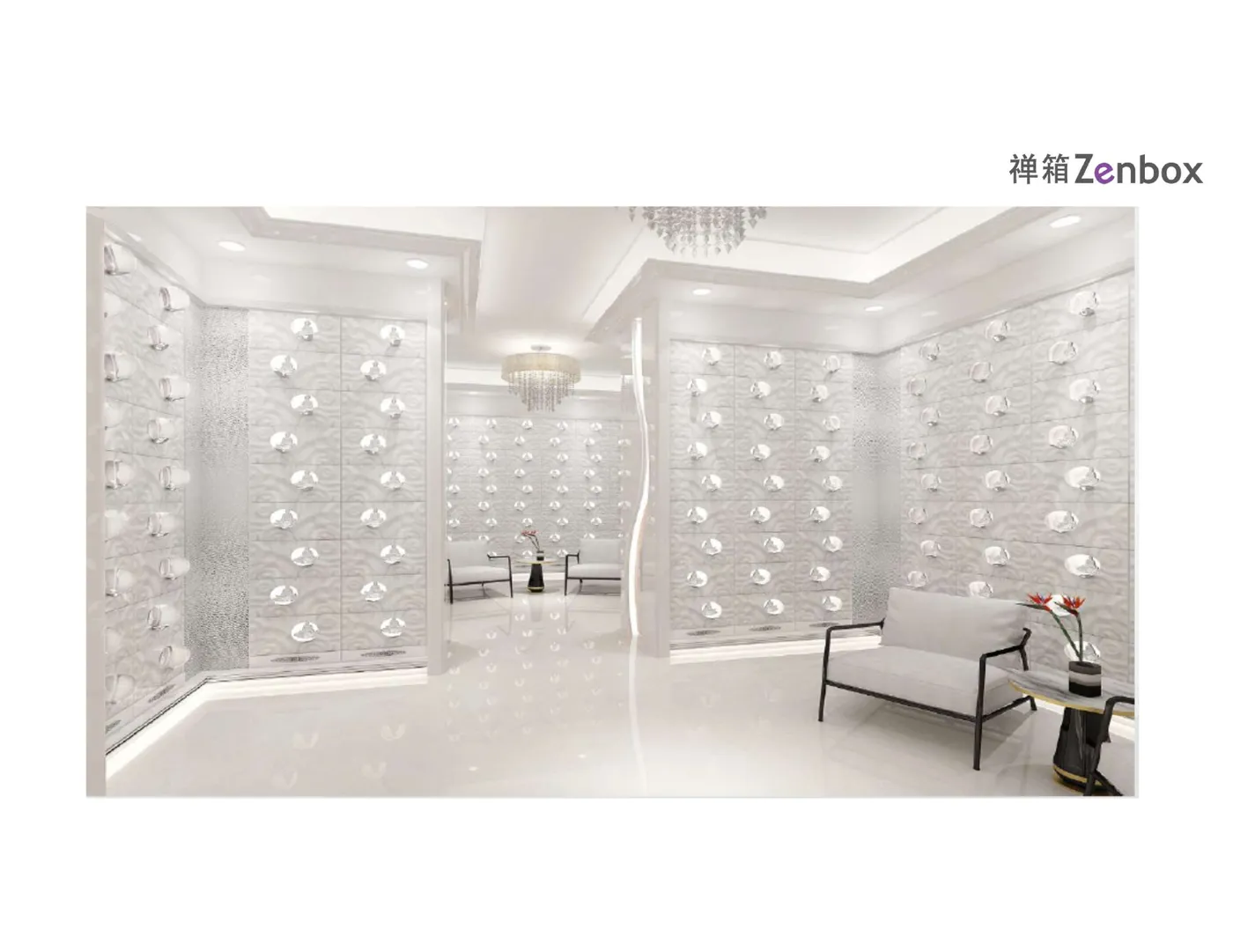 Niche suite S2 at Thian Leng, with a bench between the walls