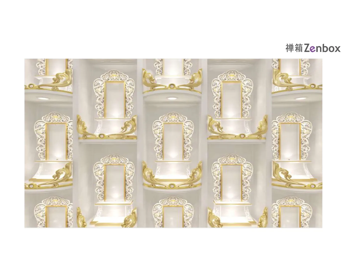 Wall of framed ancestral tablet pedestals